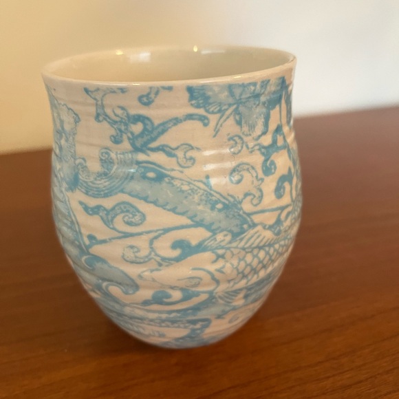 Anthropologie Homegrown Initial M Blue Floral Coffee Tea Mug Cottage Boho - Picture 2 of 5